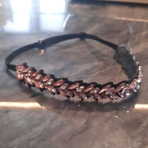 Pink and clear beaded adjustable hairband